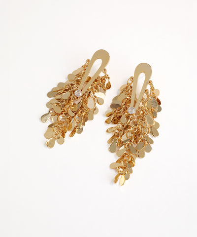 Gold chain earrings on a white background