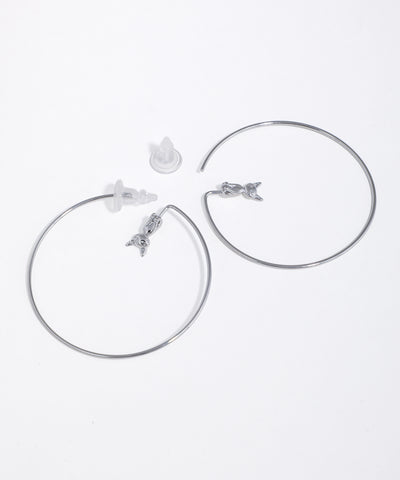 Silver-tone hoop earrings with small cat charms