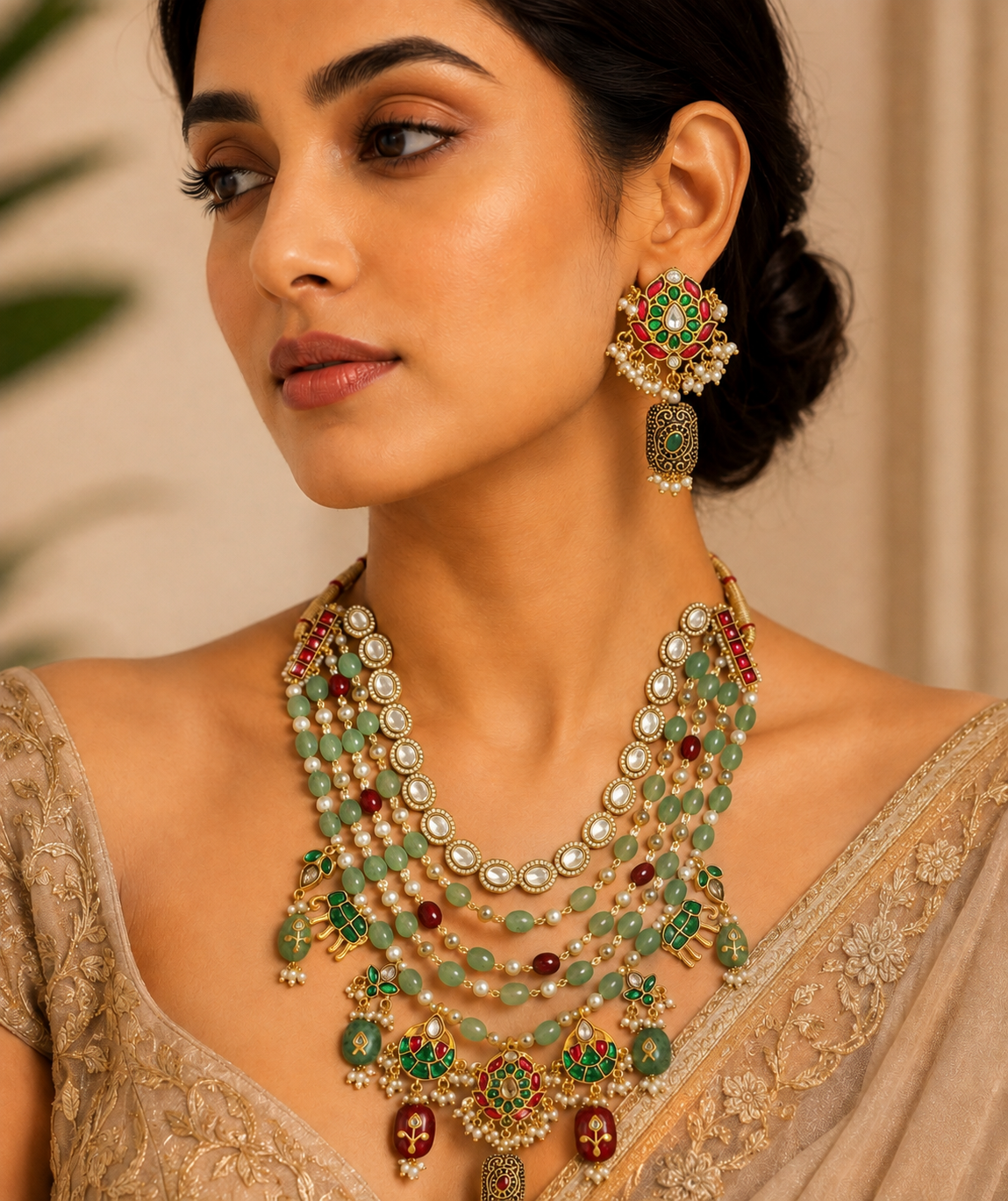 Elephant Charm Rani Haar Necklace | Stylika