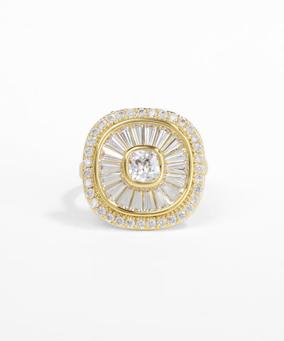 Gold and diamond earring on a white background
