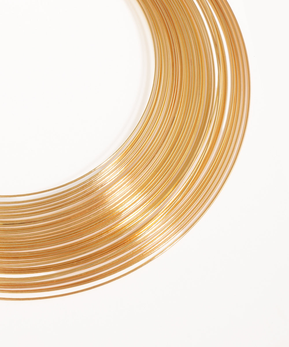 Coiled gold wire on a white background