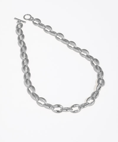 Silver chain bracelet on a white background