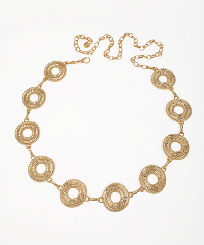 Gold-tone waist chains with textured circular links