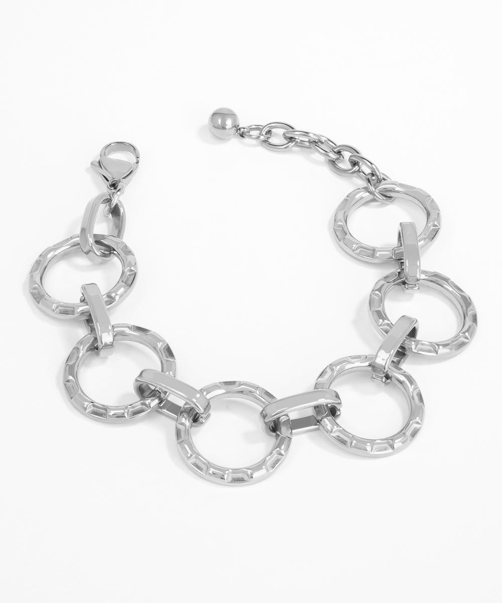 Silver chain bracelet on a white background