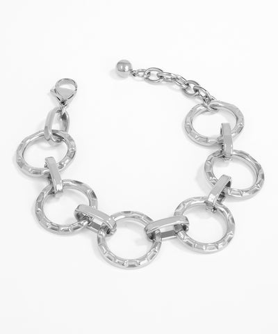 Silver chain bracelet on a white background
