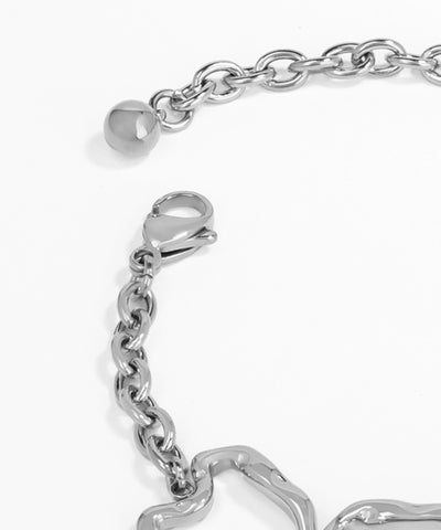 Silver chain bracelet with clasp on a white background