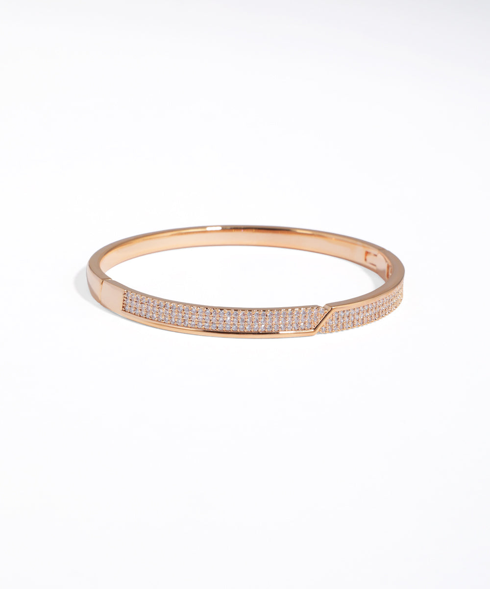 Minimalist Hinged Geometric Bangle – Sleek Rose Gold-Tone Jewellery Piece