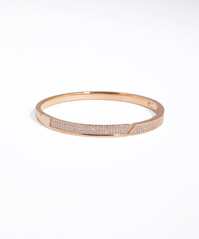 Minimalist Hinged Geometric Bangle – Sleek Rose Gold-Tone Jewellery Piece
