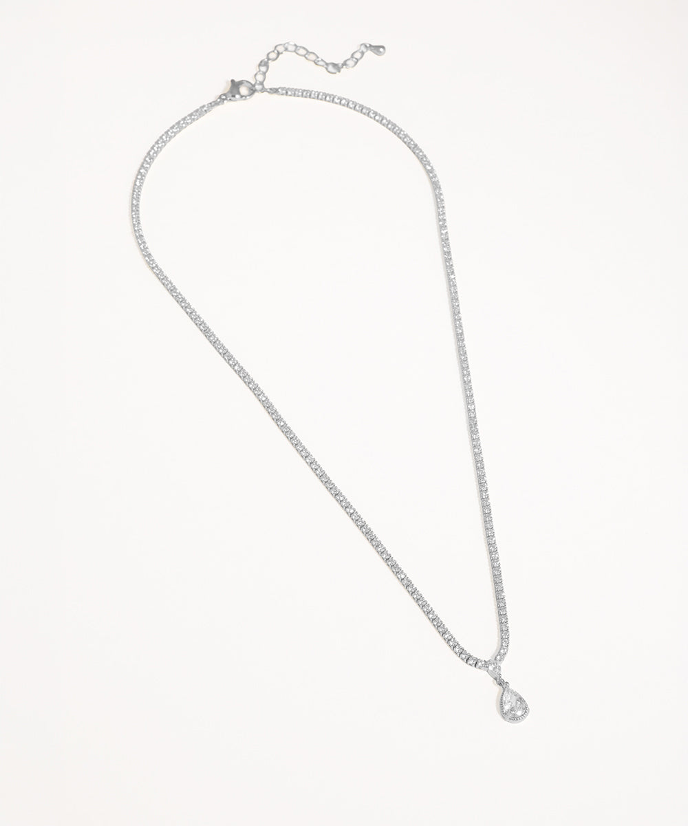 Silver necklace on a white background