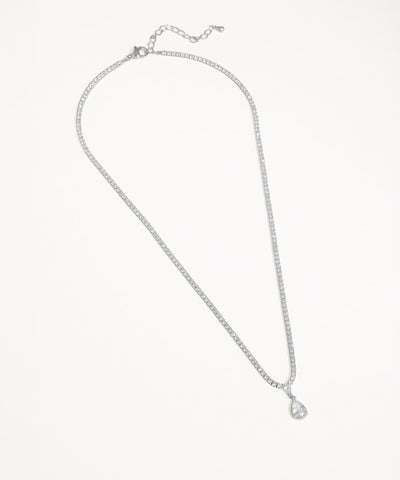 Silver necklace on a white background