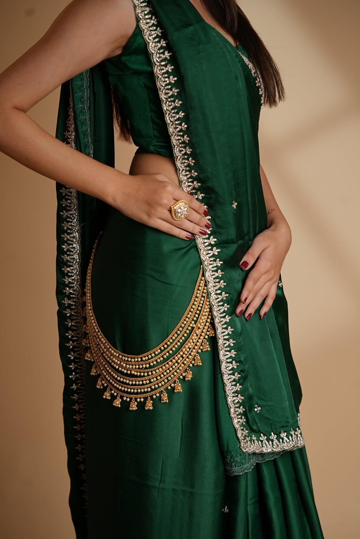 Layered Pearl Jhumka Juda (kamarband)| Stylika