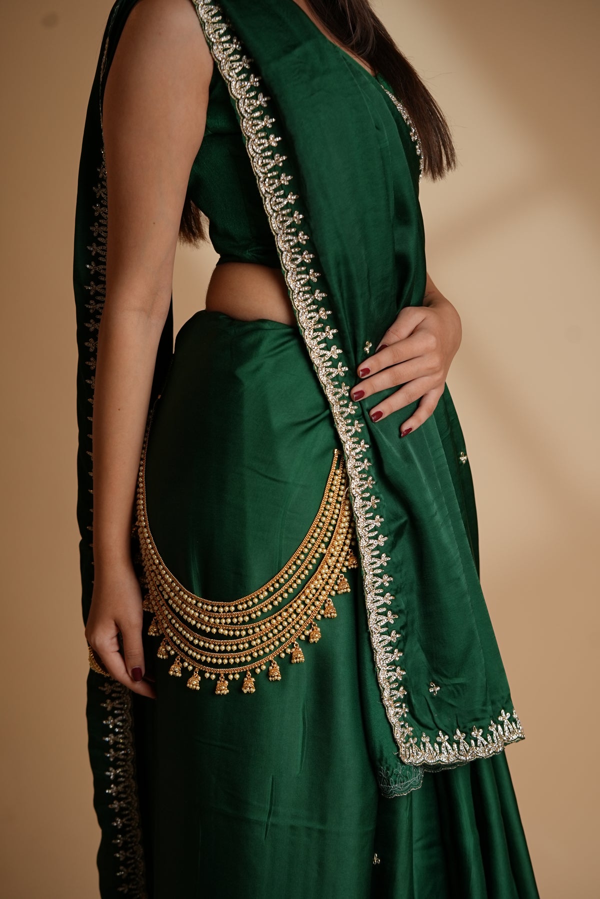 Layered Pearl Jhumka Juda (kamarband)| Stylika