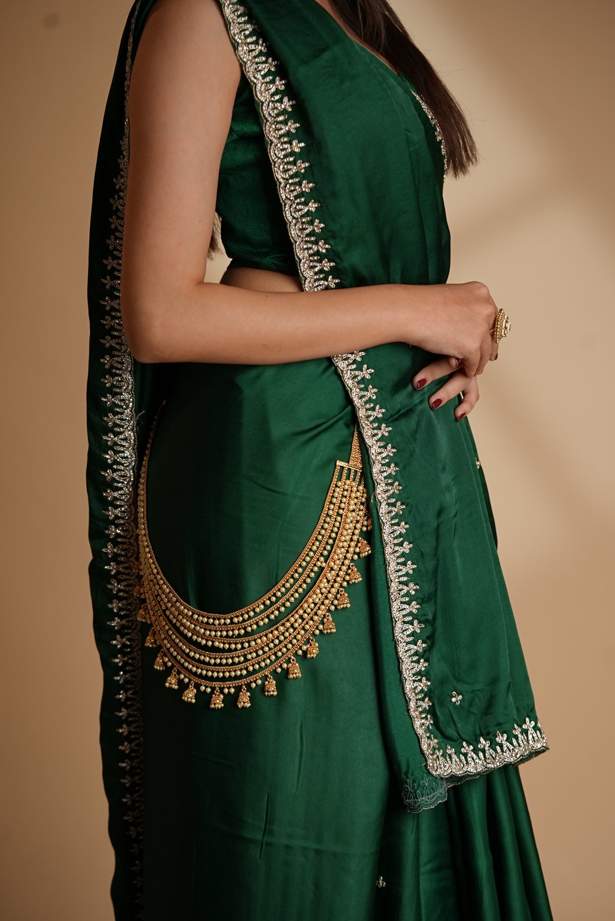 Layered Pearl Jhumka Juda (kamarband)| Stylika