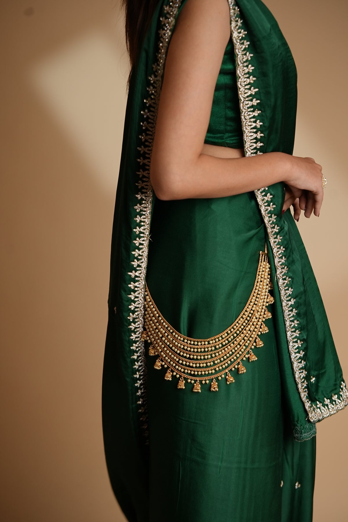 Layered Pearl Jhumka Juda (kamarband)| Stylika