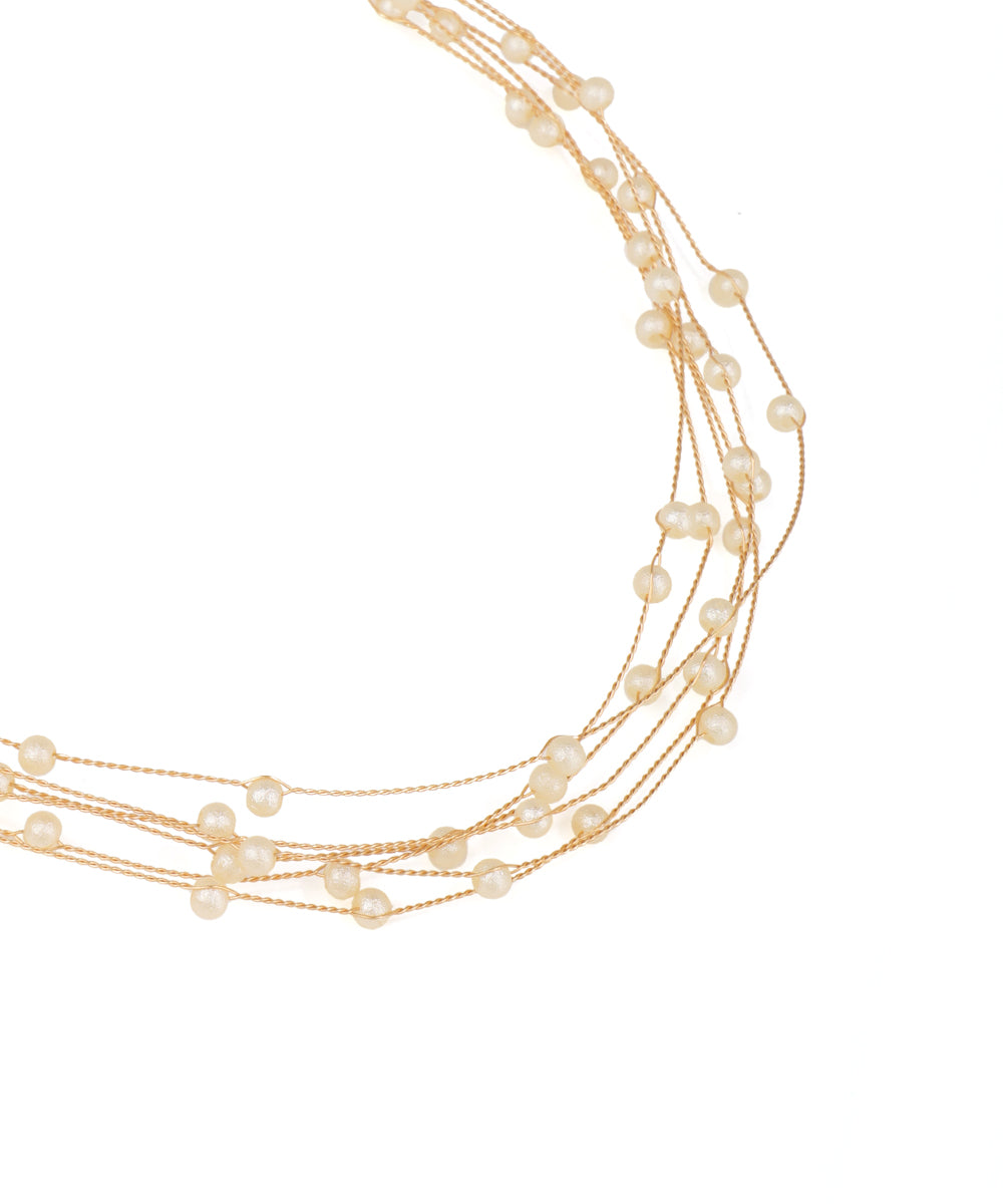 Multi-strand pearl necklace on a white background