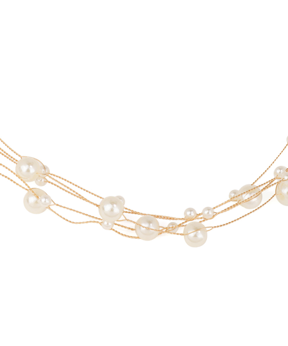 Multi-strand pearl necklace on a white background