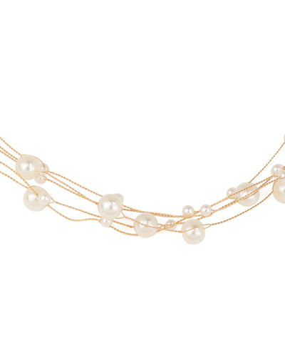 Multi-strand pearl necklace on a white background