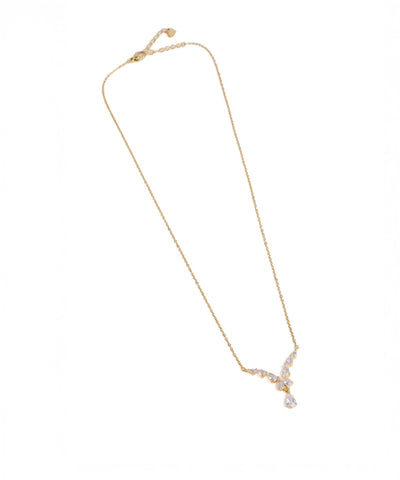 Gold necklace with a pendant on a white background