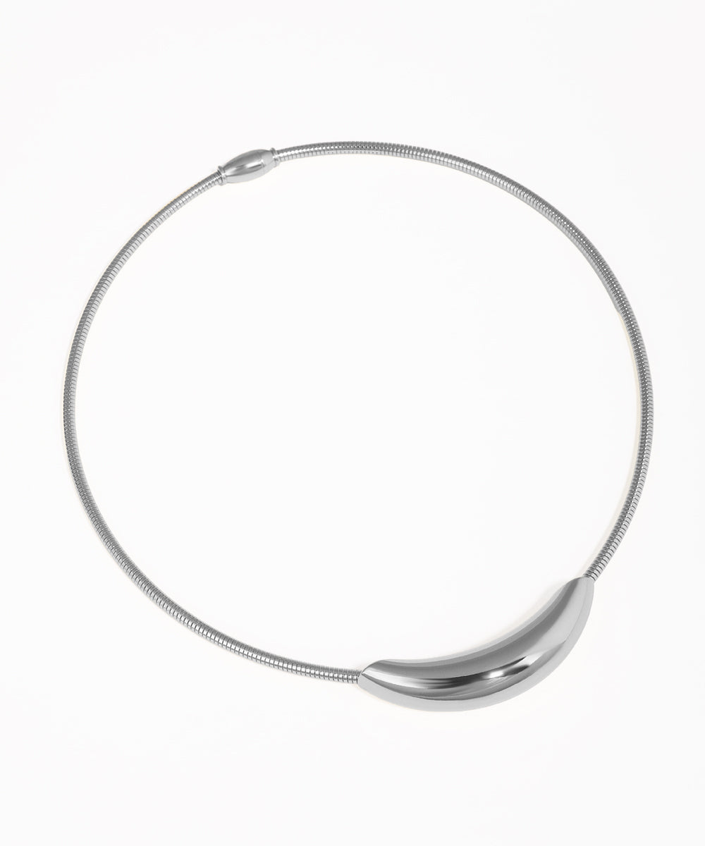 Silver necklace on a white background
