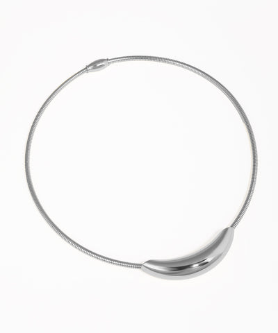 Silver necklace on a white background