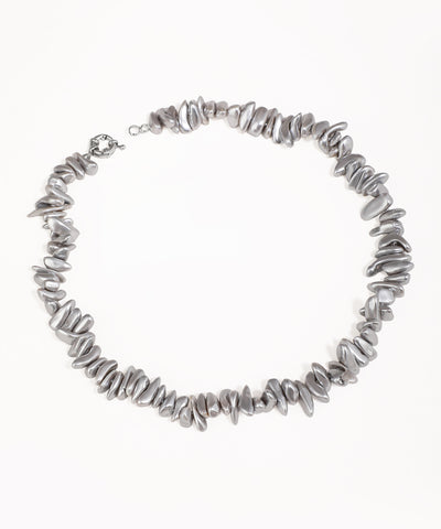 Silver necklace on a white background