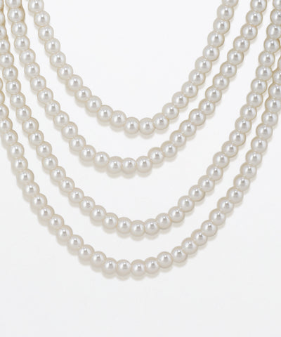Three strands of pearls on a white background