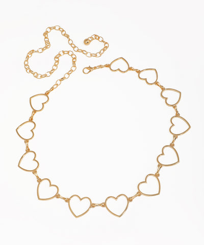 Gold-tone waist chain with open heart links and lobster clasp closure
