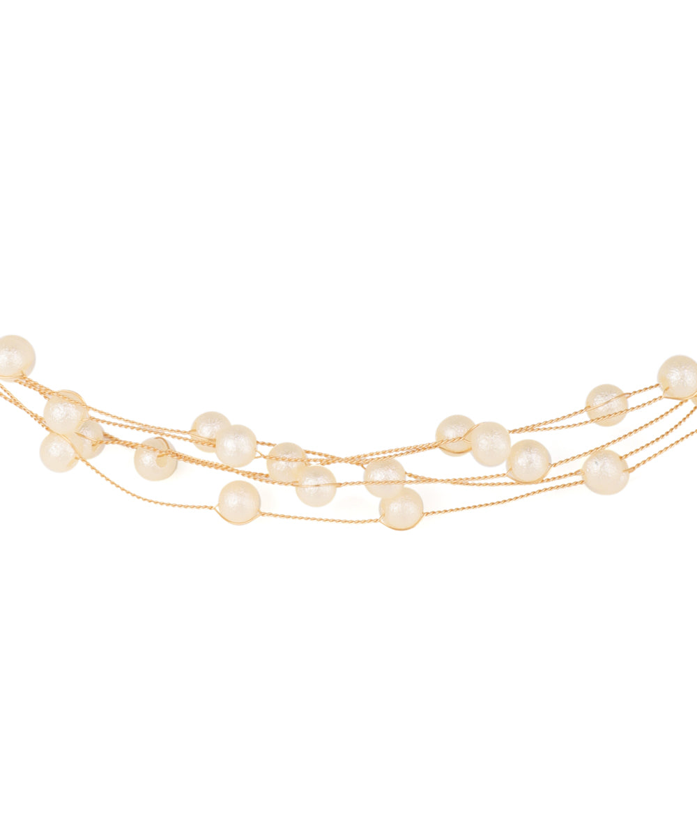Multi-strand pearl necklace on a white background