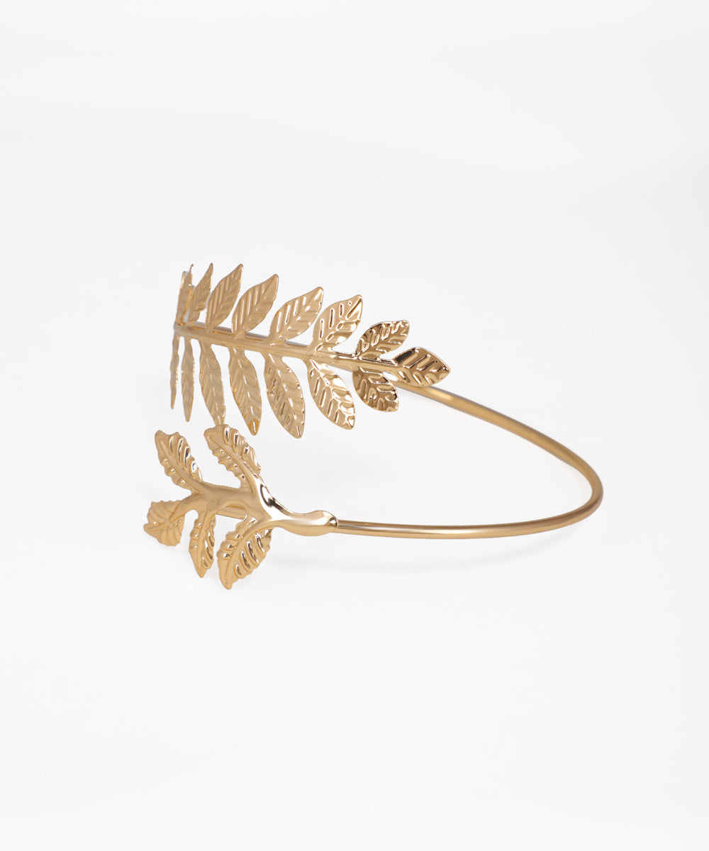 Gold-tone arm cuff with detailed laurel leaf design
