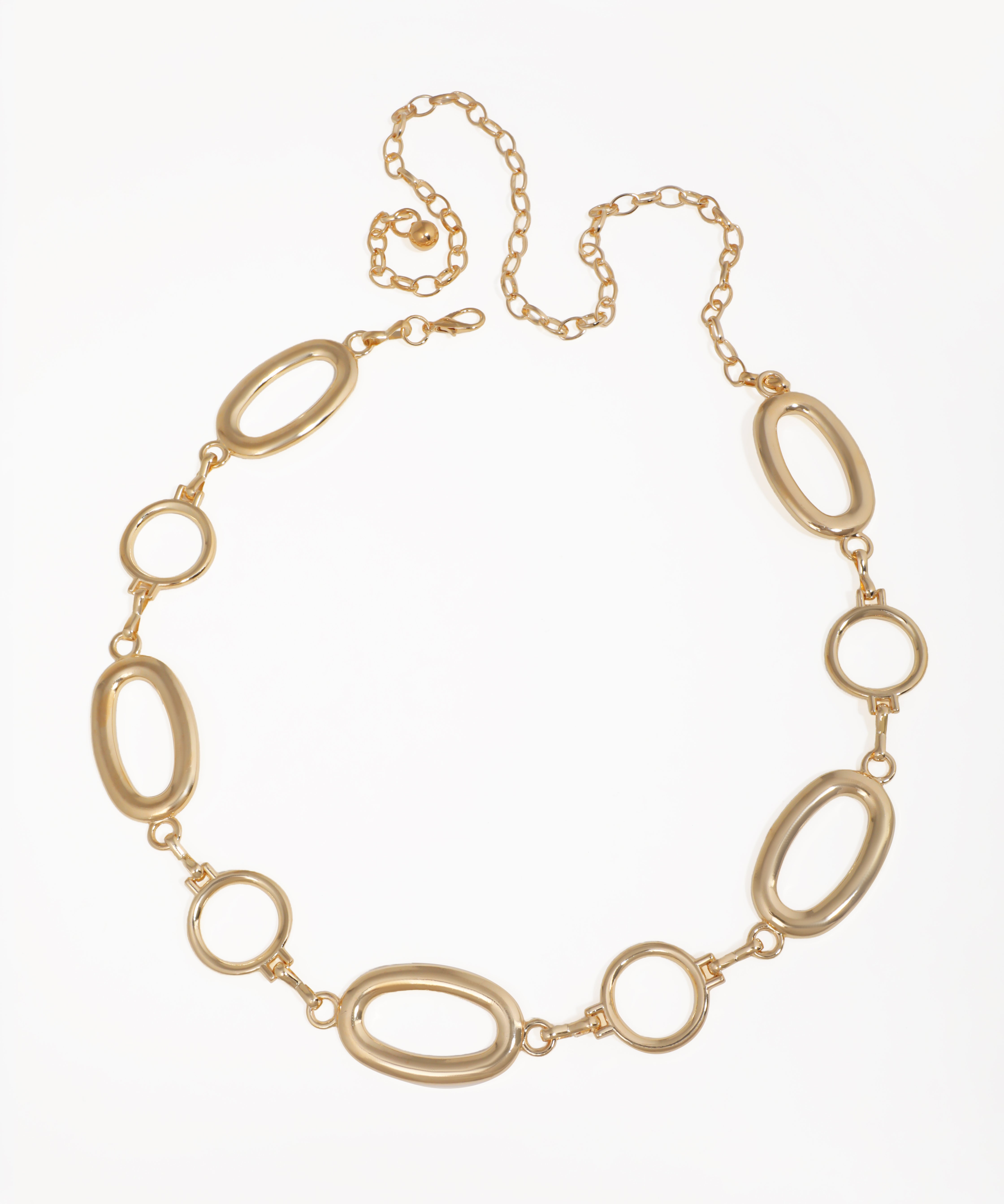 Gold-tone waist chain with alternating open oval and round links