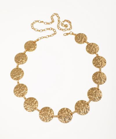 Gold-tone waist chain with hammered circular discs