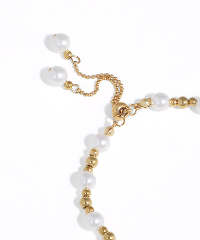 Alternating Pearl Bead Adjustable Chain Bracelet | Stylika