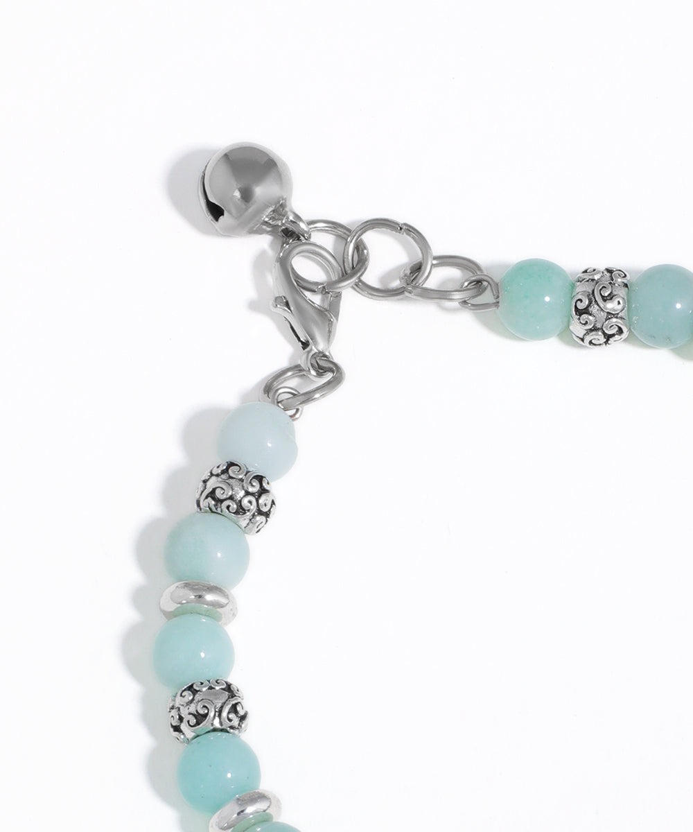 Textured Bead Bracelet with Aqua & Mint Tones | Stylika