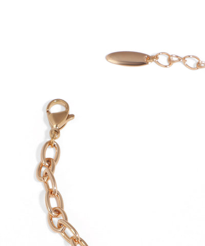 Gold chain bracelet with clasp on a white background