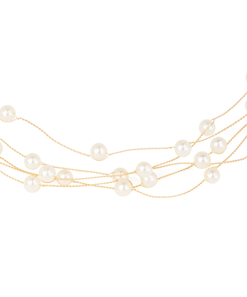 Multi-strand pearl necklace on a white background