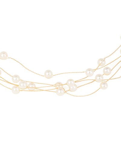 Multi-strand pearl necklace on a white background