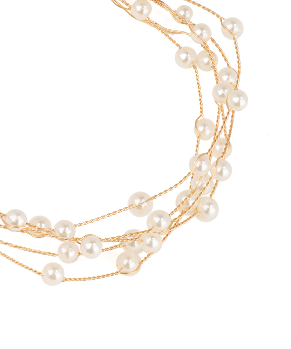 Multi-strand pearl necklace on a white background