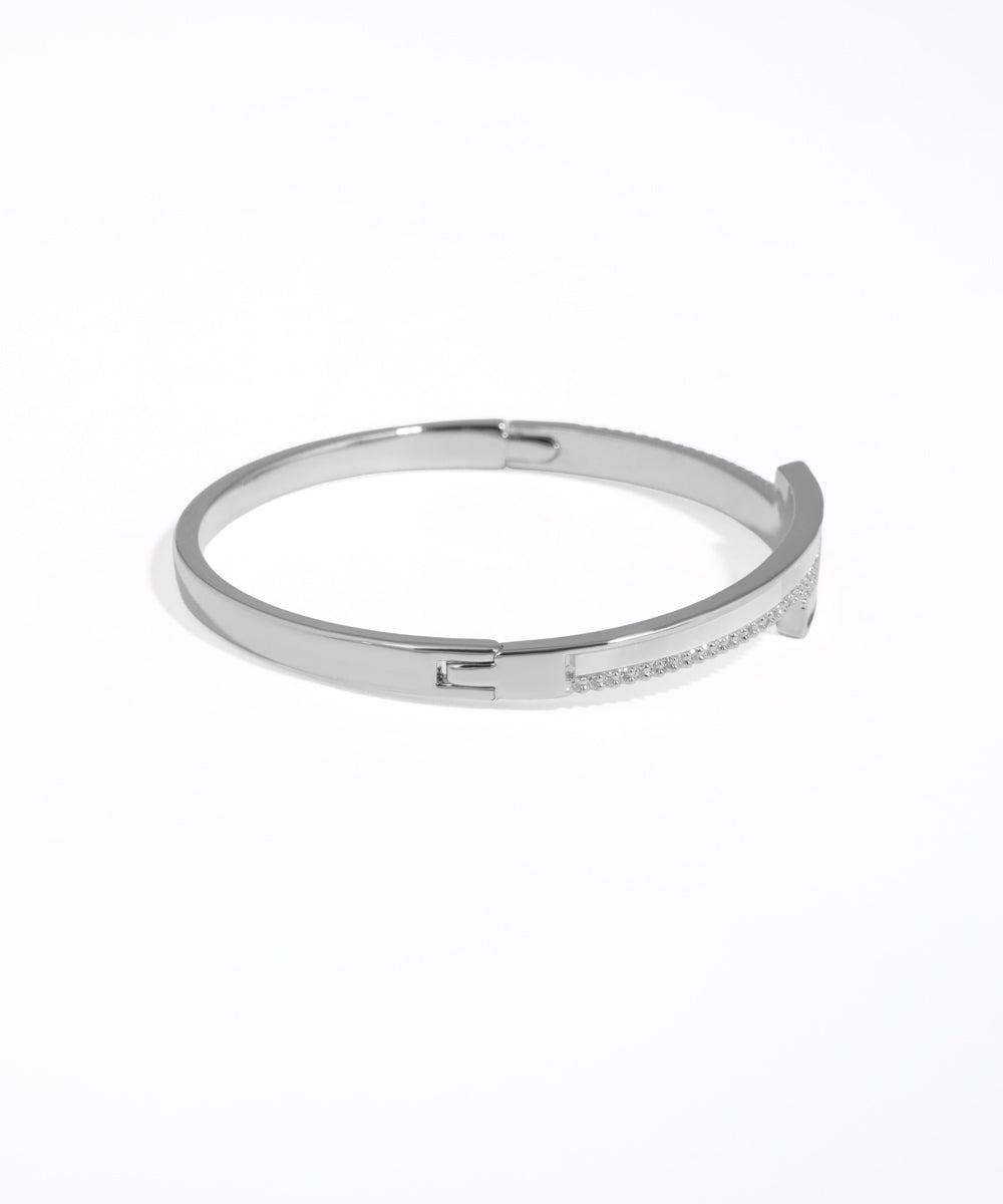 Silver bracelet on a white background
