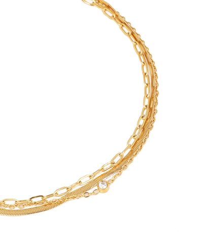 Gold chain necklace on a white background