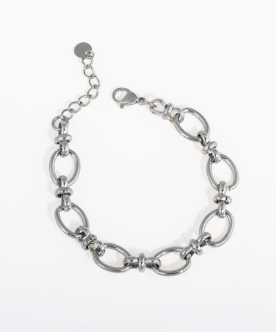 Silver chain bracelet on a white background
