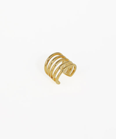 Gold-tone multi-band ear cuff earring with stacked design