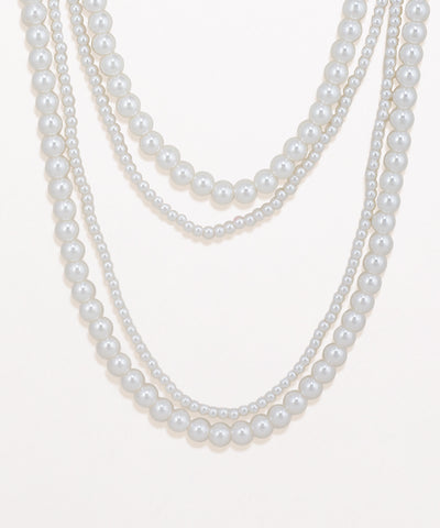 Three strands of pearls on a white background