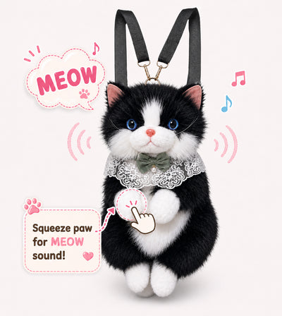 OREO Plush Cat Backpack (Black) | Stylika