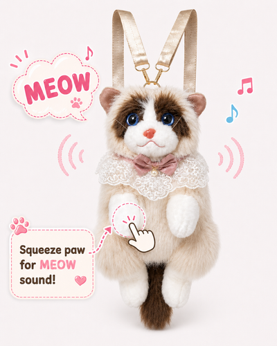 NUTMEG Plush Cat Backpack (Brown) | Stylika