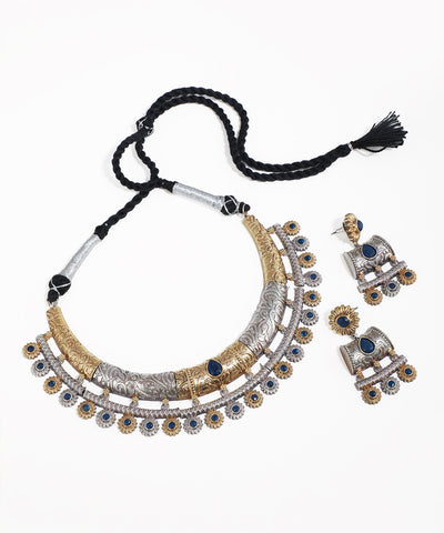 Jewelry set with necklace and earrings on a white background