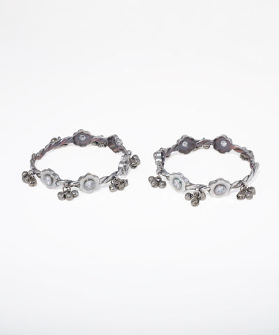 Floral Motif Oxidised Bangles with Ghungroo | Stylika