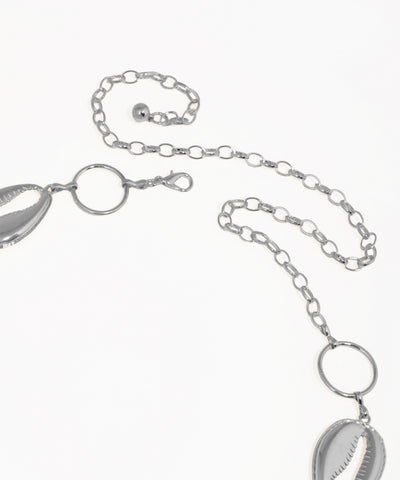 Silver chain with pendant on a white background