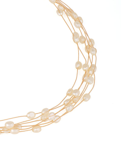 Multi-strand pearl necklace on a white background