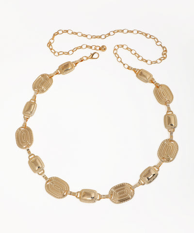 Gold-tone waist chains with sculpted oval and rectangular links