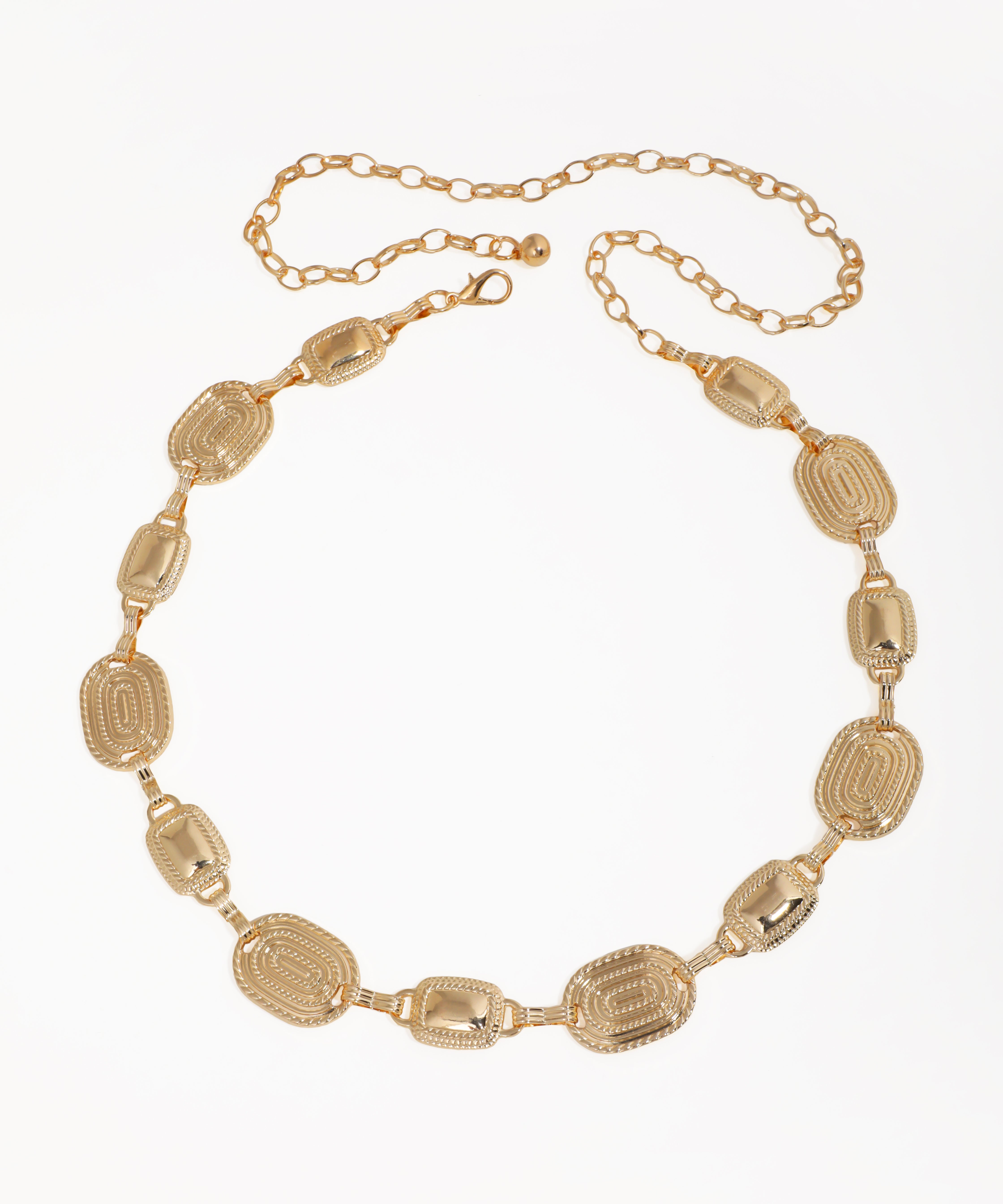 Gold-tone waist chains with sculpted oval and rectangular links